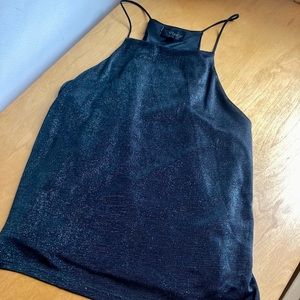 Black With Green Shimmer Evening Halter Top